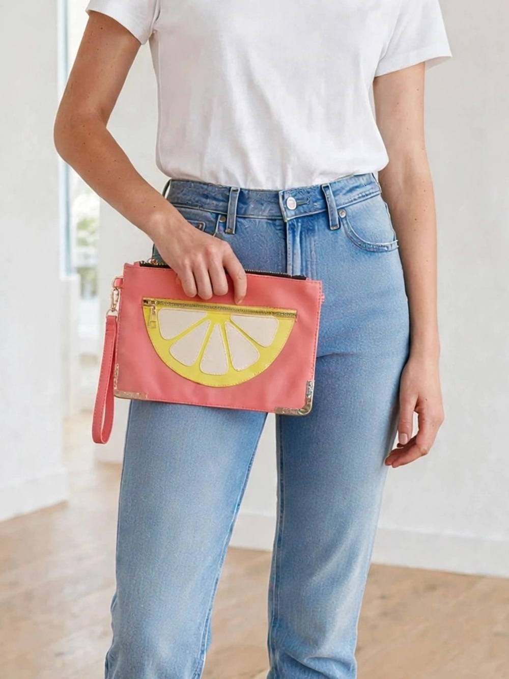 Atmosphere Oversized Wristlet with Lemon Design